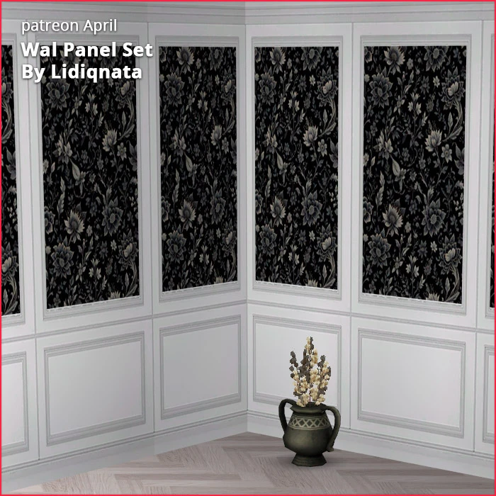 white wood panel floral walls by lidiqnata for sims 2