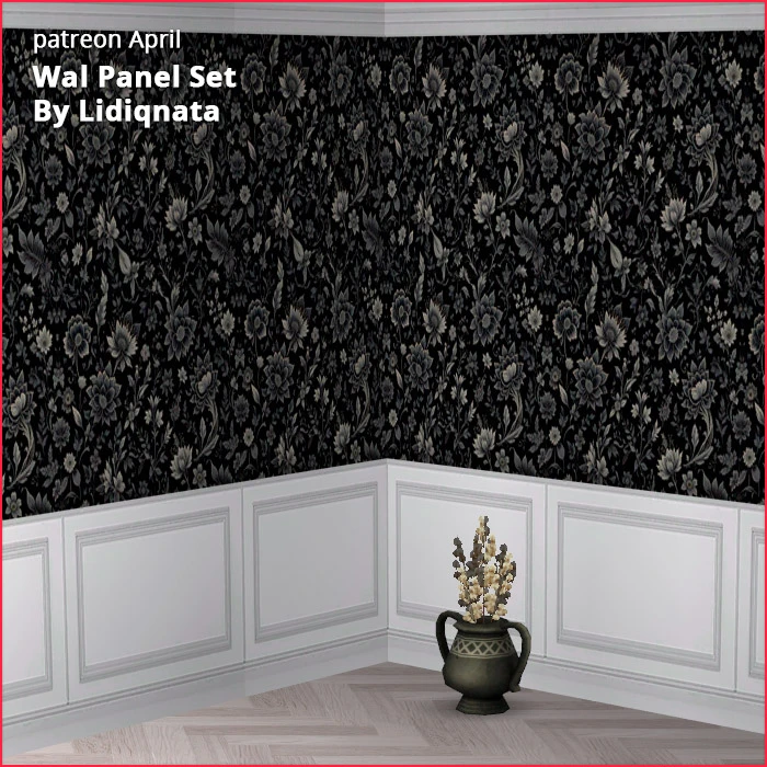 white wood panel floral walls by lidiqnata for sims 2