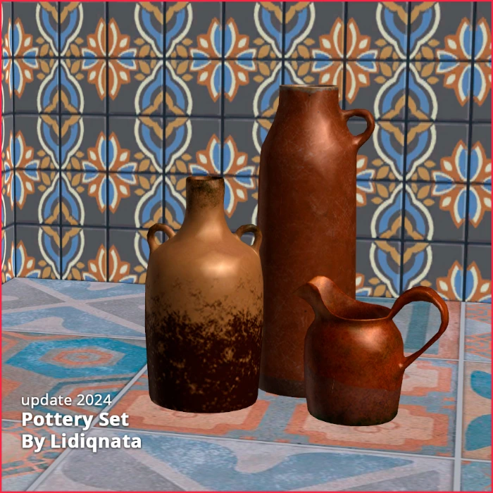 pottery set by Lidiqnata for the sims 2