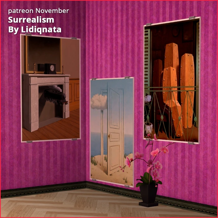 René Magritte Surrealism Painting Set surrealism paintings by Lidiqnata for the sims 2