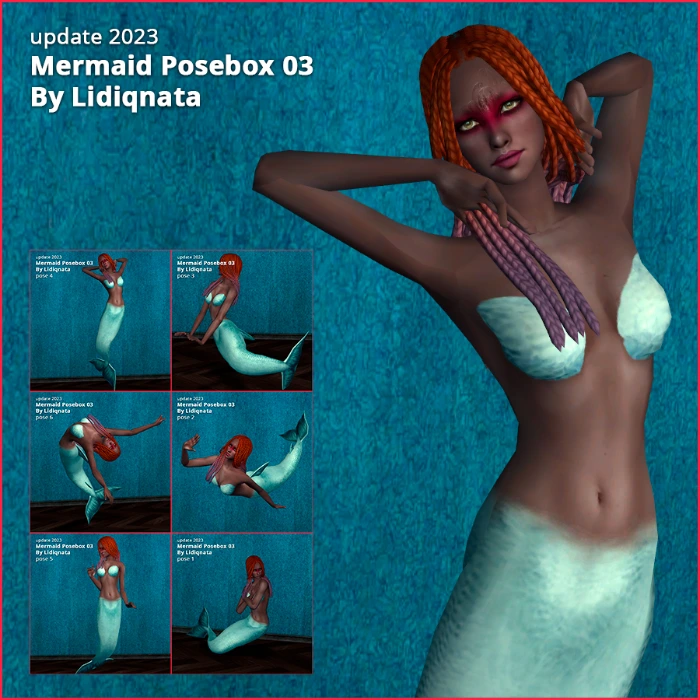 mermaid posebox 03 by lidiqnata for sims 2