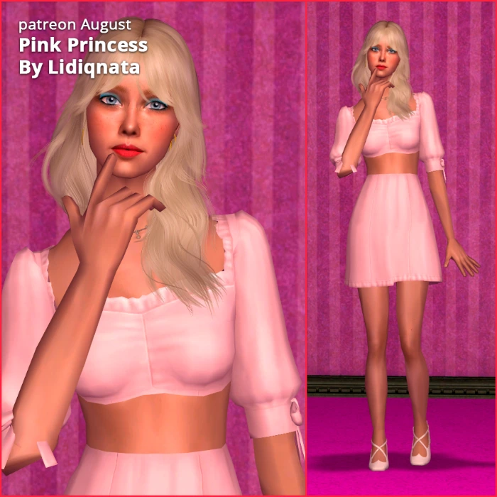 Barbie pink princess sim model by lidiqnata for sims 2