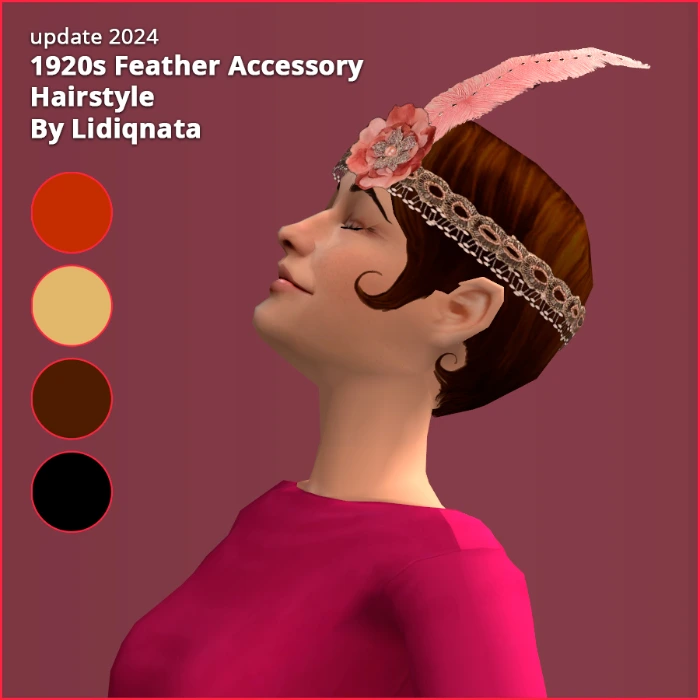 20s feather hair mesh by lidiqnata for sims 2