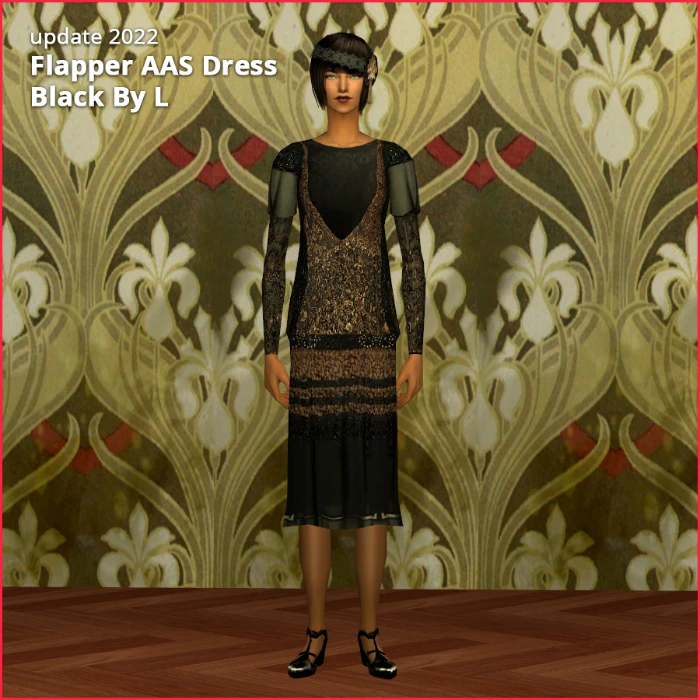 flapper black dress by lidiqnata for sims 2