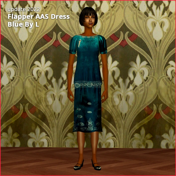 flapper blue dress by lidiqnata for sims 2