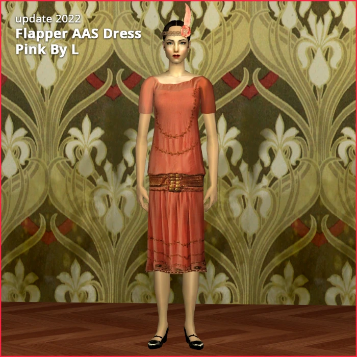 flapper pink dress by lidiqnata for sims 2