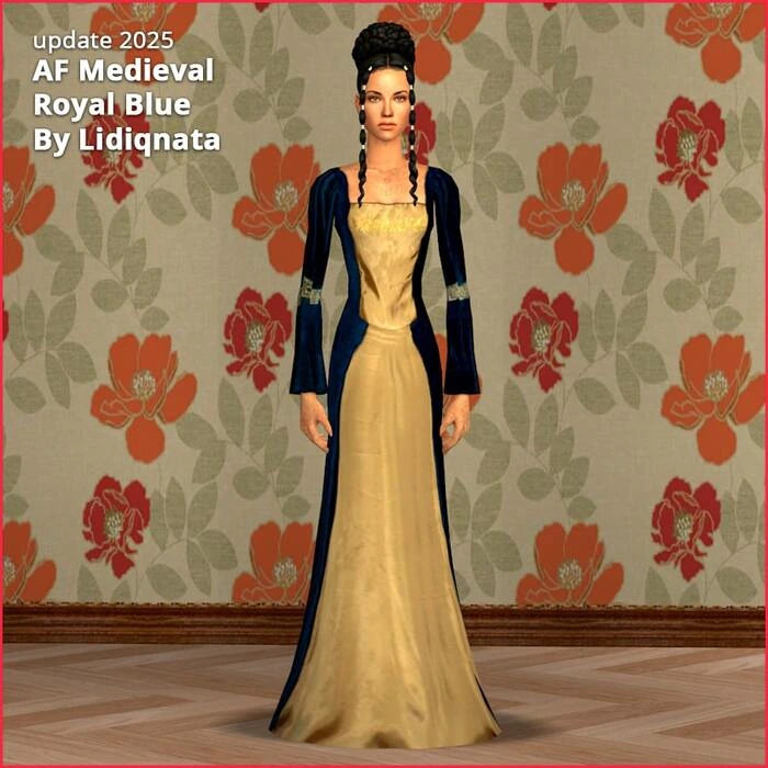 af medieval royal blue 2 dress medieval by lidiqnata for sims 2