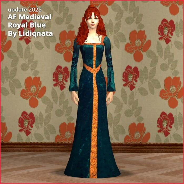 af medieval royal blue dress medieval by lidiqnata for sims 2