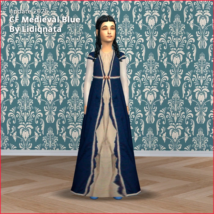 blue cf dress medieval by lidiqnata for sims 2