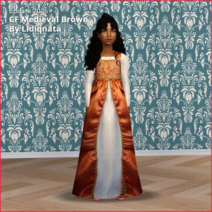 brown cf dress medieval by lidiqnata for sims 2