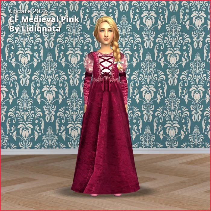 pink cf dress medieval by lidiqnata for sims 2