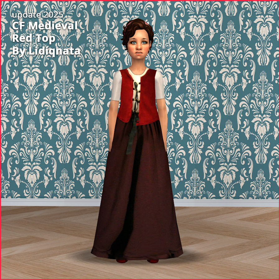 red top cf dress medieval by lidiqnata for sims 2