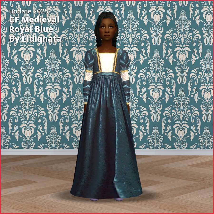 royal blue cf dress medieval by lidiqnata for sims 2