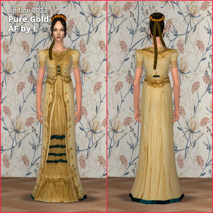 regency af pure gold dress by lidiqnata for sims 2
