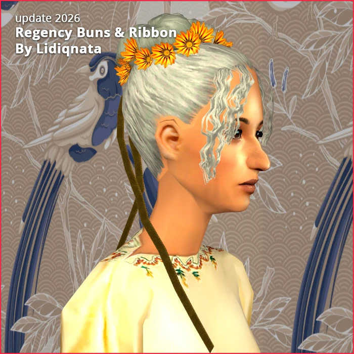 Regency 3 buns and ribbon hairset regency 3 buns and ribbon hair set by lidiqnata for sims 2