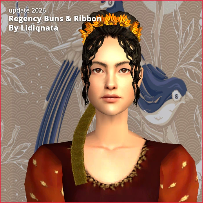 Regency 3 buns and ribbon hairset regency 3 buns and ribbon hair set by lidiqnata for sims 2