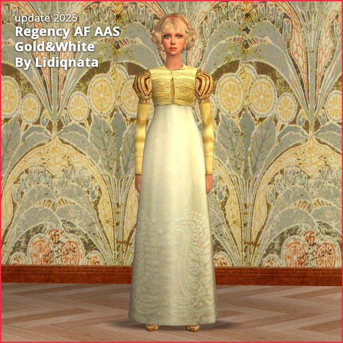 regency gold&white aas dress by lidiqnata for sims 2