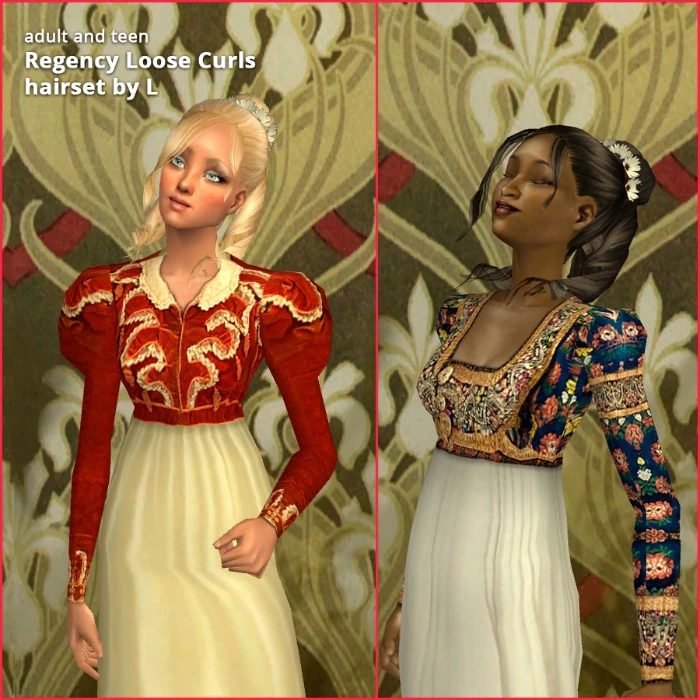 regency loose curls hair set adult and teen ages by lidiqnata for sims 2