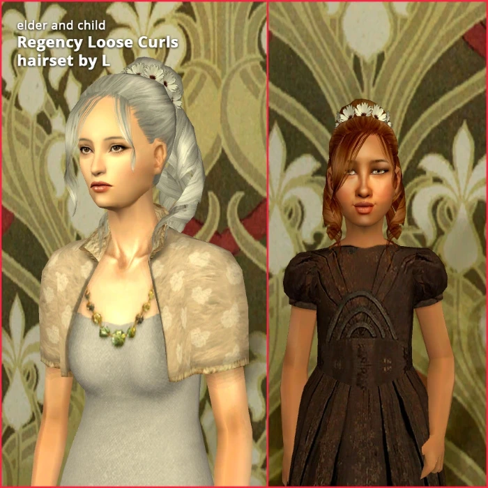 regency loose curls hair set child and elder ages by lidiqnata for sims 2