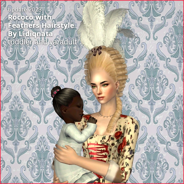 hair rococo feathers pf by lidiqnata for sims 2