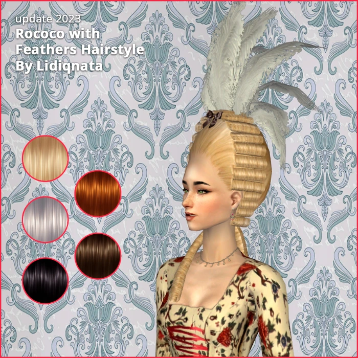 hair rococo feathers by lidiqnata for sims 2