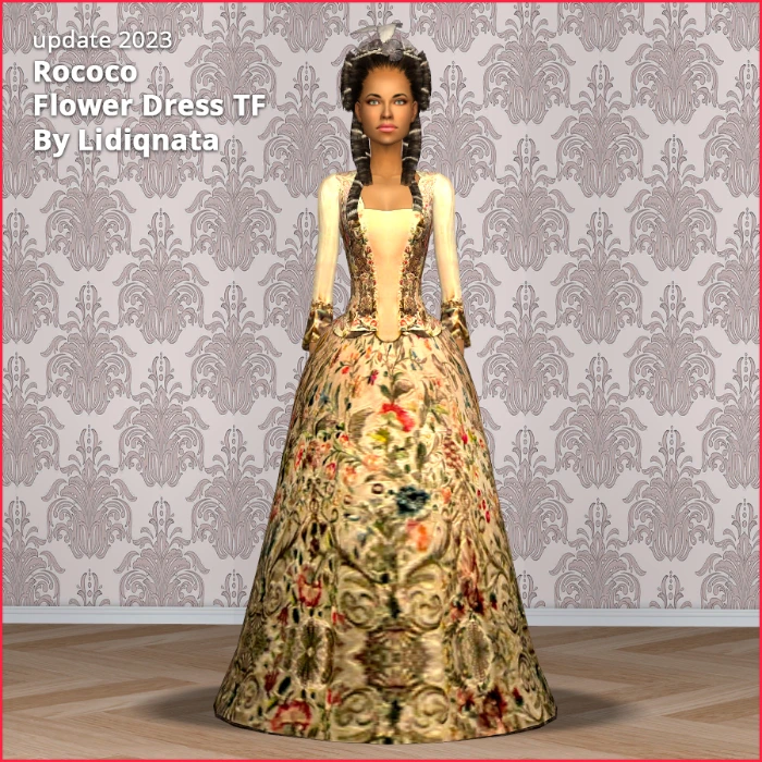 tf rococo flower dress by lidiqnata for sims 2