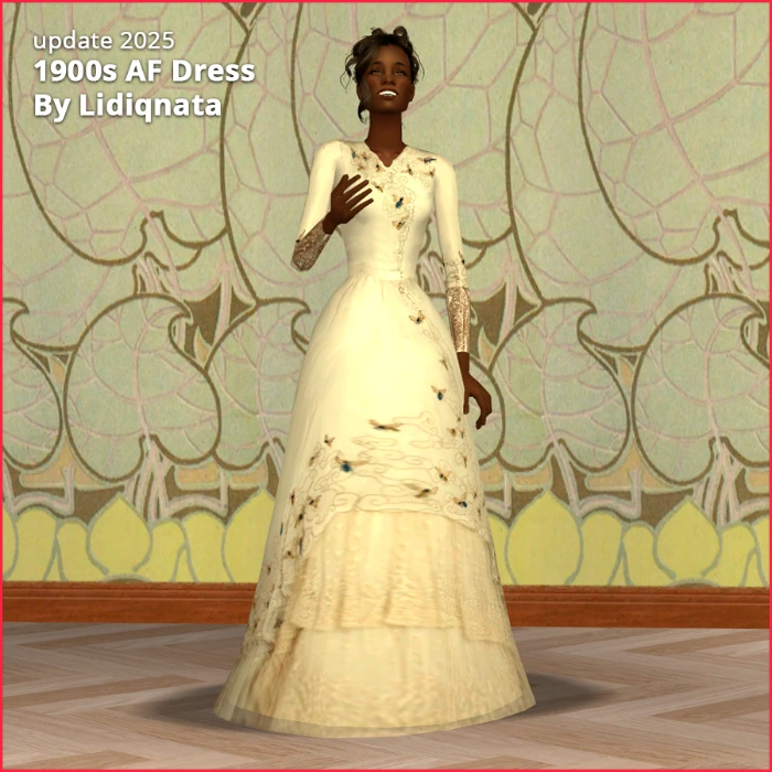 victorian af cream dress by lidiqnata for sims 2