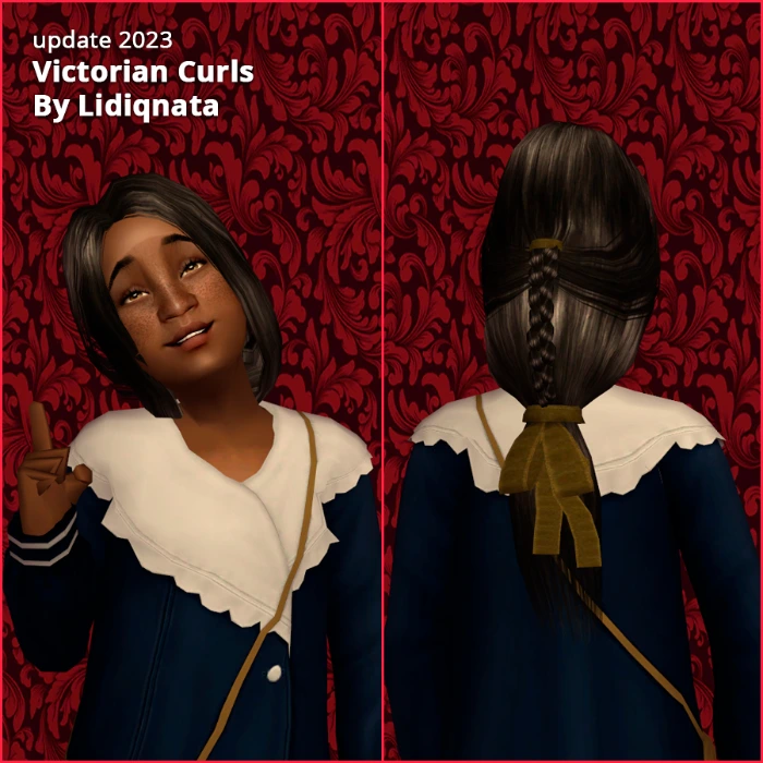 victorian hair set with lace hat curls cf by lidiqnata for sims 2