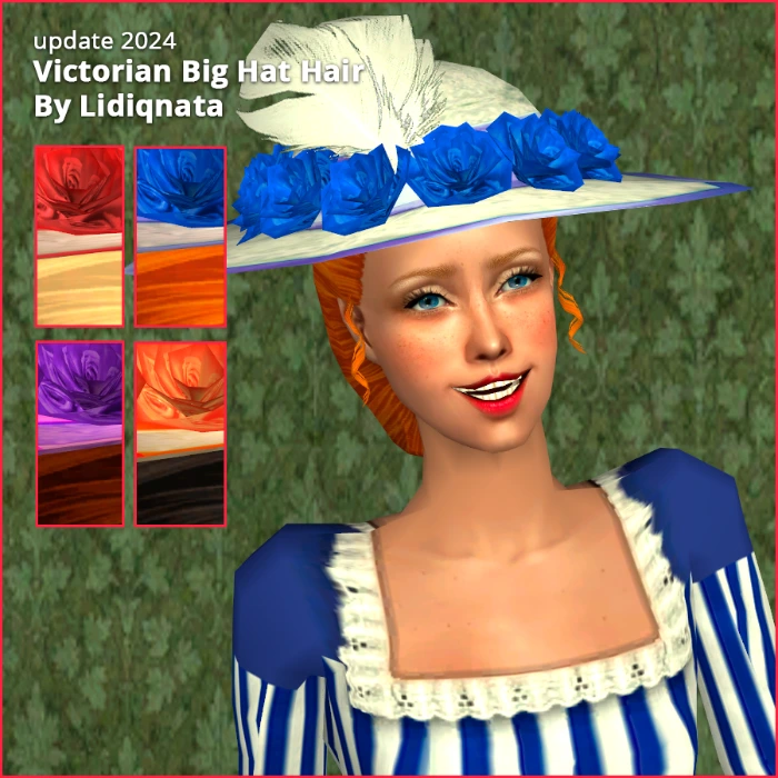 victorian big hat by lidiqnata for sims 2