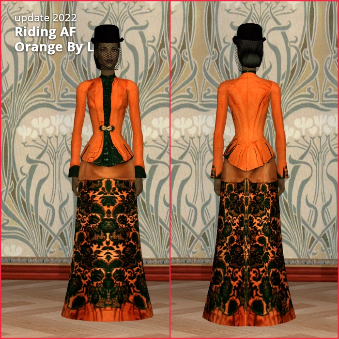 riding orange victorian dress af by lidiqnata sims 2