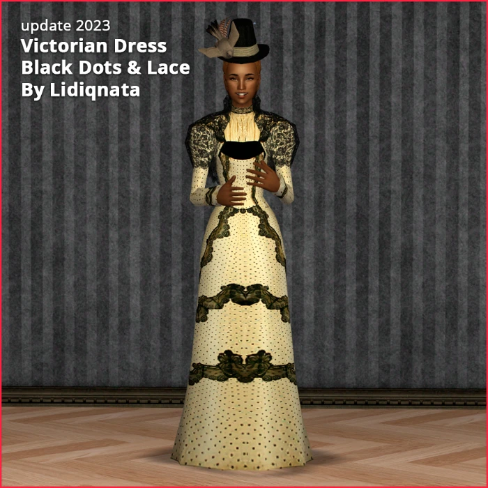 victorian shawl black dots with lace by lidiqnata for sims 2