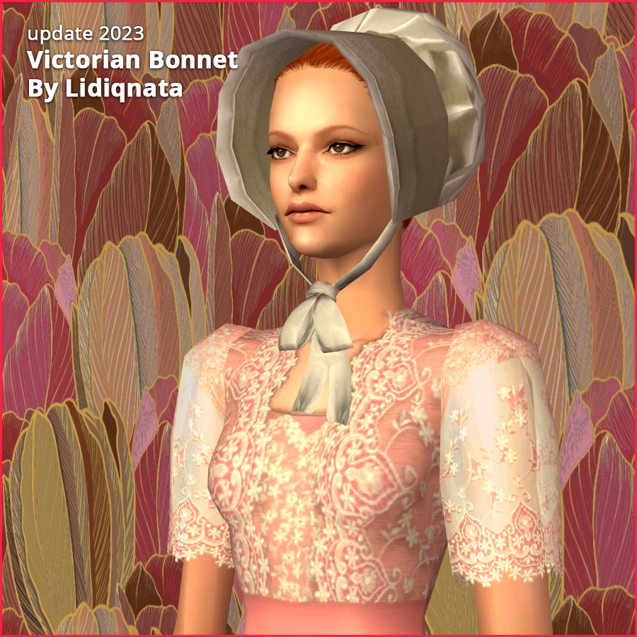 victorian bonnet hat tf by lidiqnata for sims 2