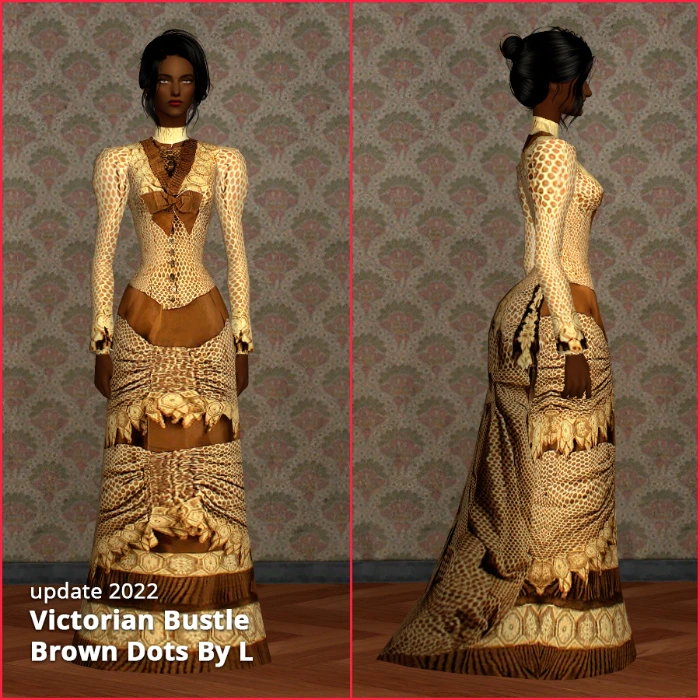 brown dots bustle af dress by lidiqnata sims 2