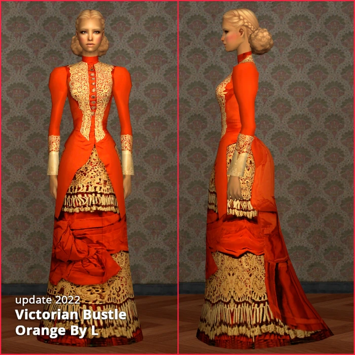 orange bustle af dress by lidiqnata sims 2