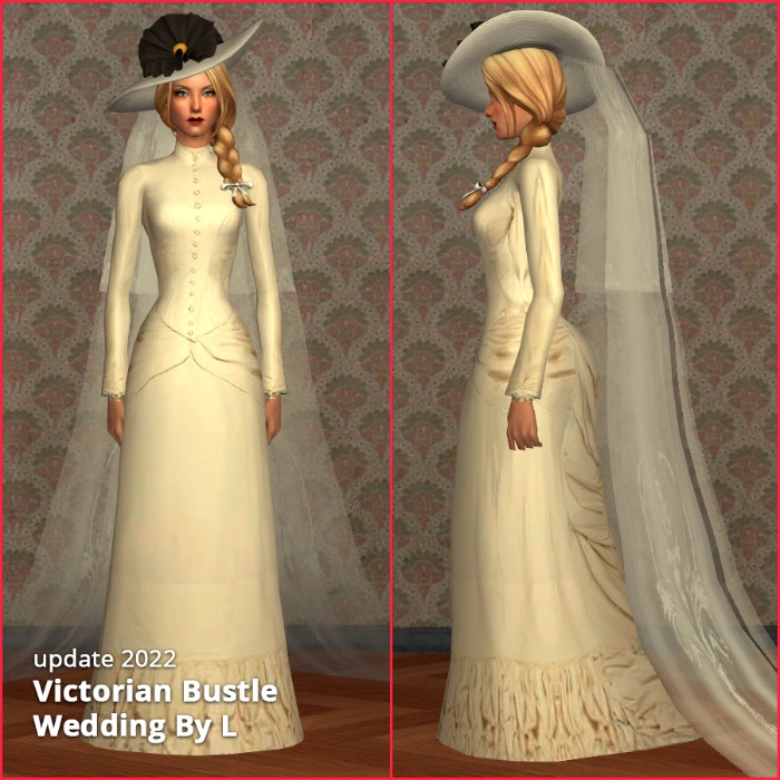 white bustle af dress by lidiqnata sims 2