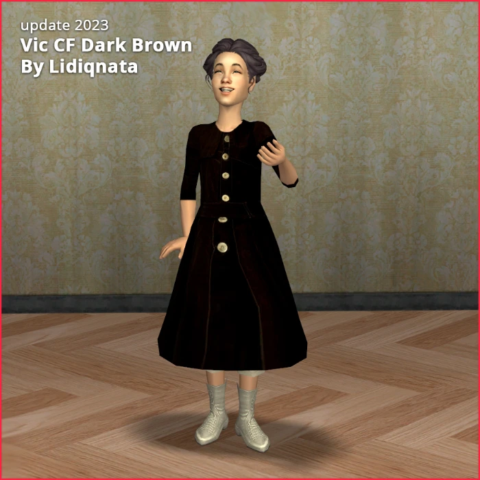 cf day dress dark brown by lidiqnata for sims 2