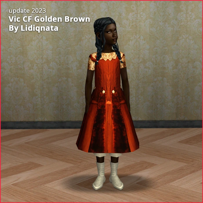 cf day dress golden brown by lidiqnata for sims 2