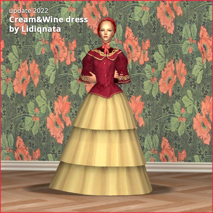 victorian af cream and wine dress