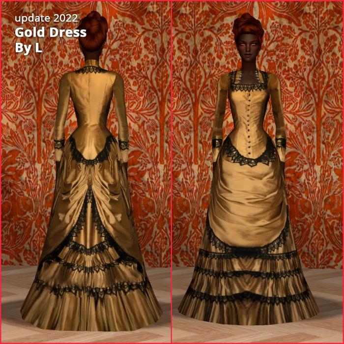 gold victorian 1900s dress af by lidiqnata sims 2
