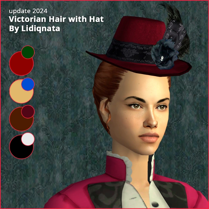 victorian hat with feather by lidiqnata for sims 2
