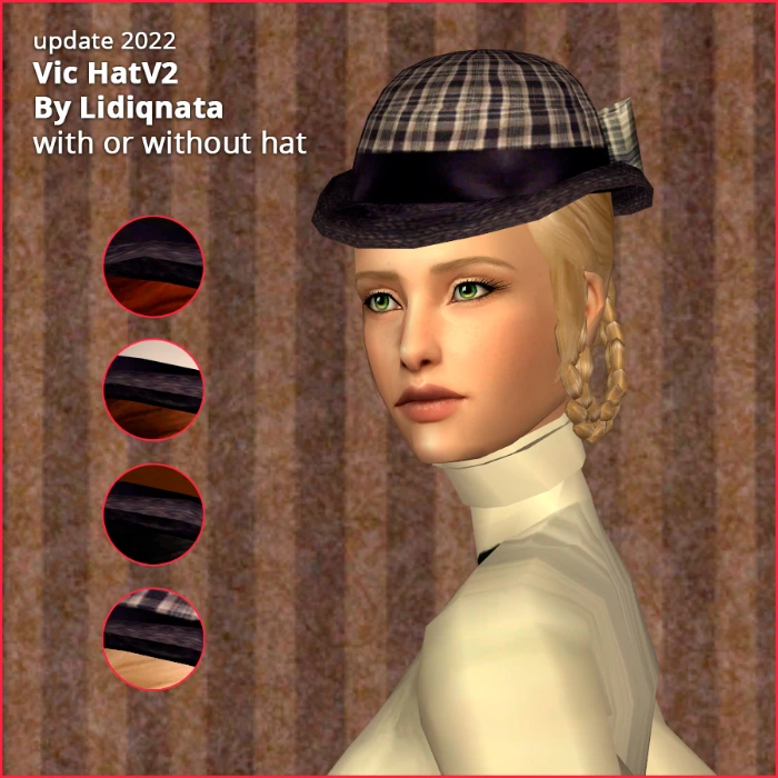 victorian hat hairstyle v2 set by lidiqnata for sims 2