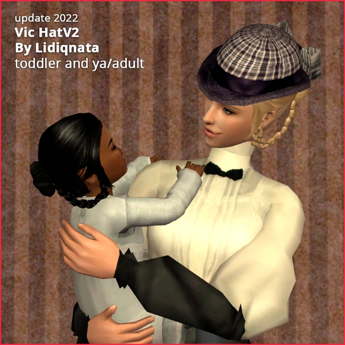 victorian hat hairstyle v2 adult and toddler age by lidiqnata for sims 2