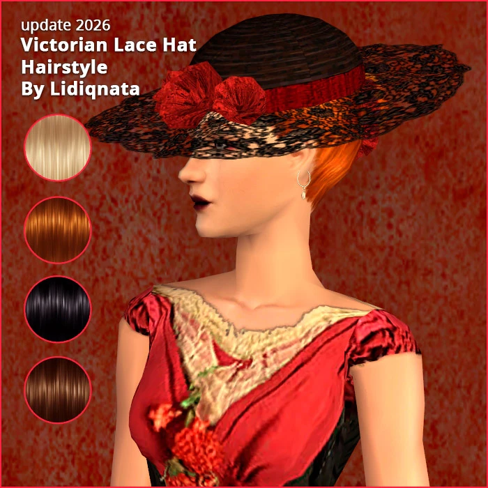 victorian lace hat hair by lidiqnata for sims 2