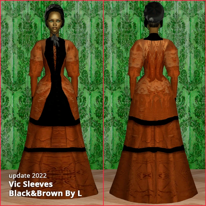 black and brown victorian dress with sleeves af by lidiqnata sims 2