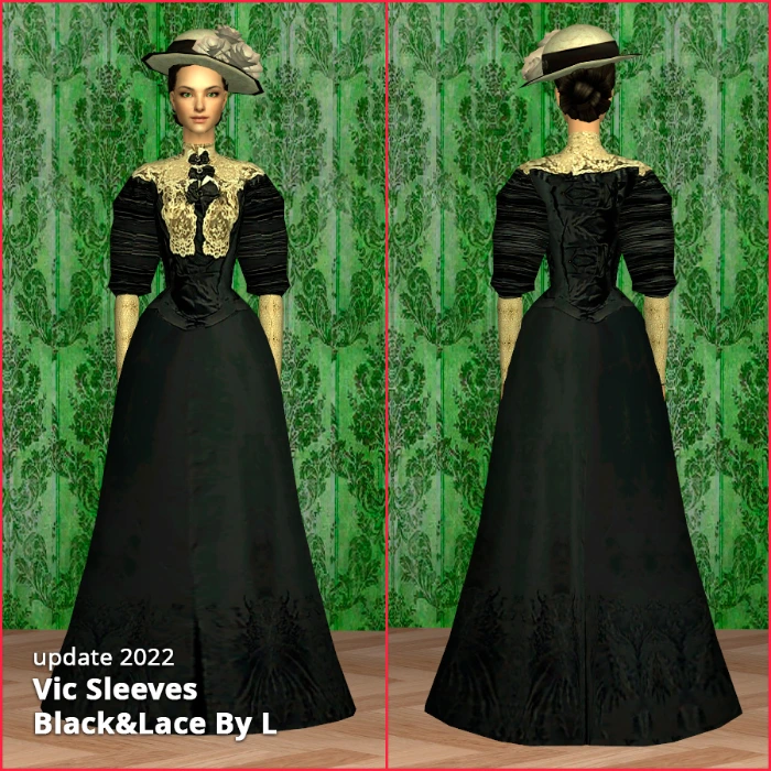 black and lace victorian dress with sleeves af by lidiqnata sims 2