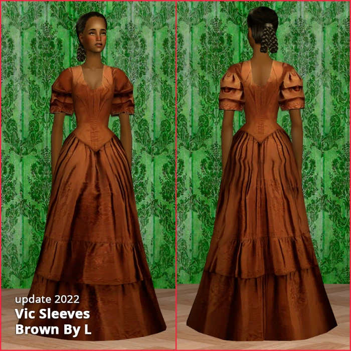 brown victorian dress with sleeves af by lidiqnata sims 2