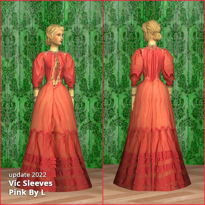 pink victorian dress with sleeves af by lidiqnata sims 2