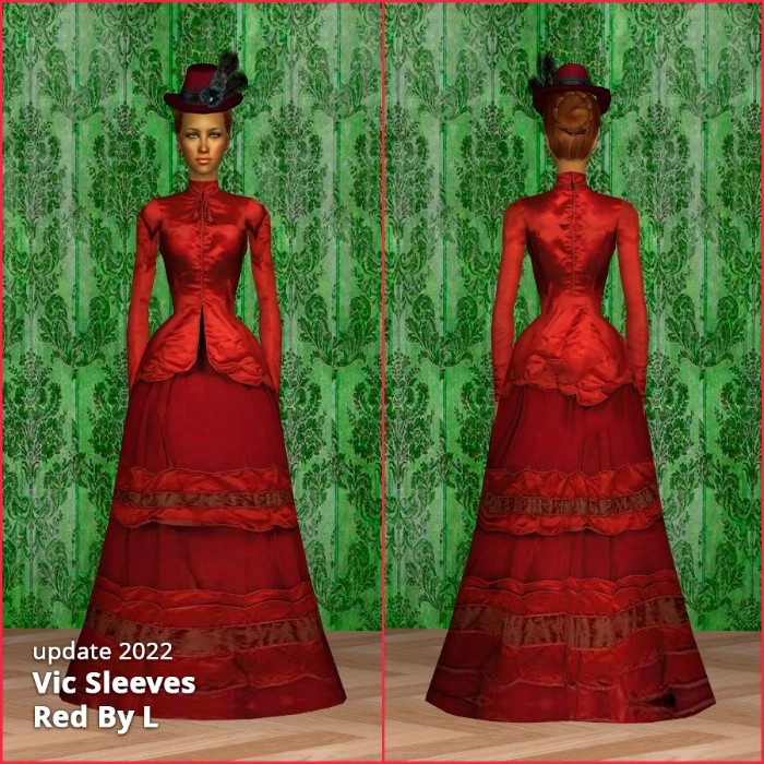 red victorian dress with sleeves af by lidiqnata sims 2
