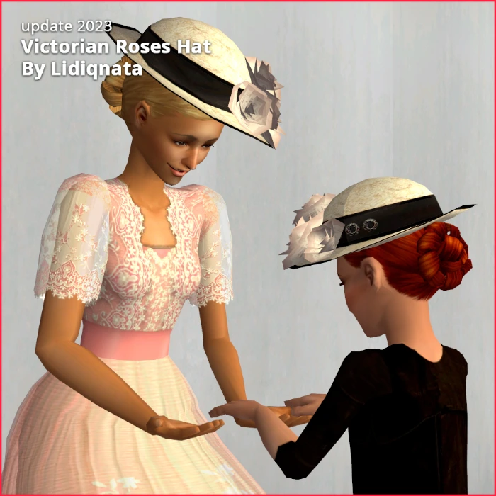 victorian rose hat cf and tf by lidiqnata for sims 2