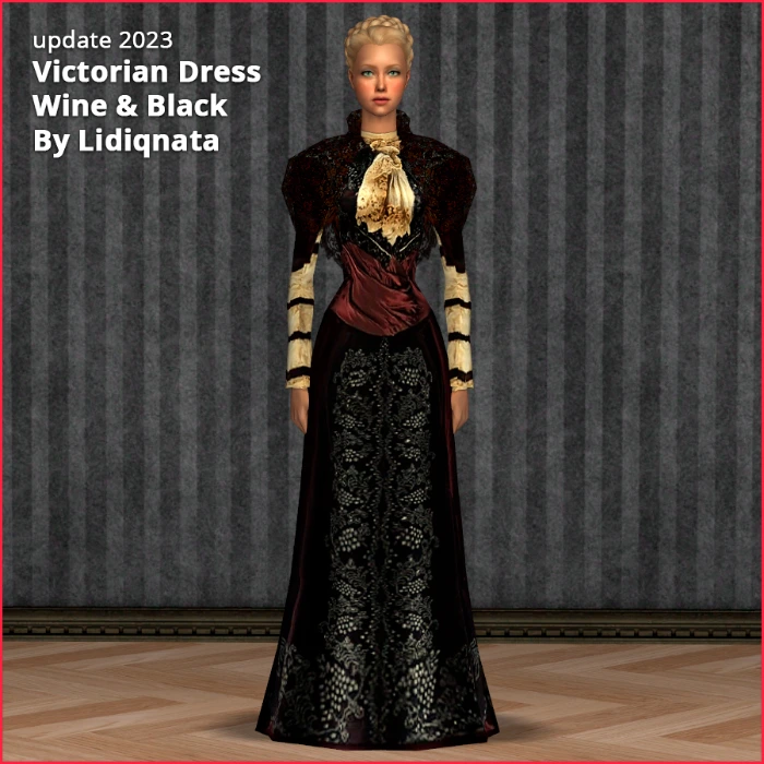 victorian shawl wine and black by lidiqnata for sims 2